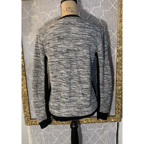 $170 Splendid NWOT Cable Knit top Cardigan Full Zip Sweater Sz L Relaxed B&W - Picture 4 of 5